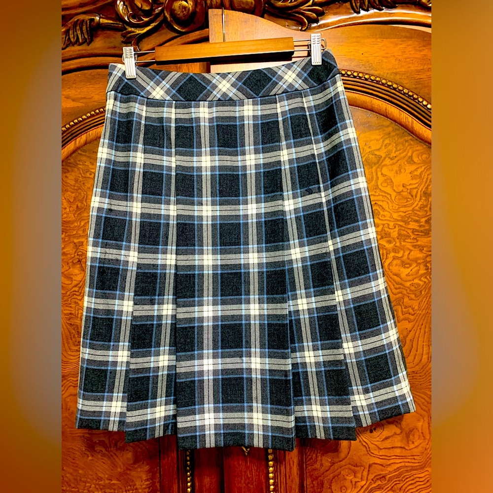 346 Brooks Bros 💯% Wool Pleated Lined Skirt Sz 4